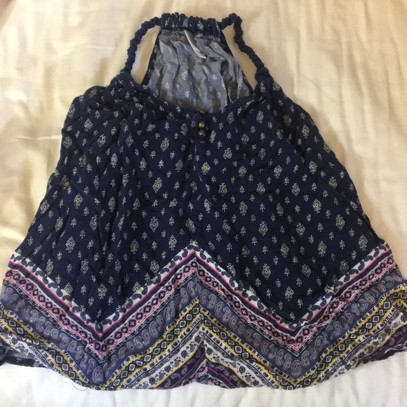 Blue bohemian tank top with rope strap - Picture 1 of 5
